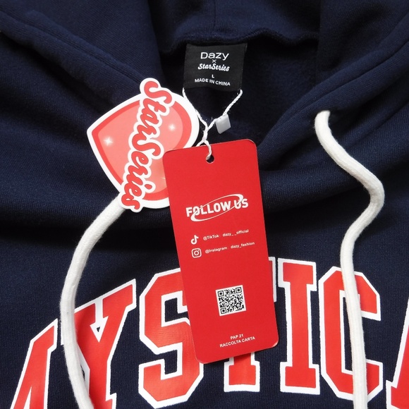 DAZY Navy Blue Color Hooded Long Sleeve Fleece Lined Sweatdress - Picture 5 of 9